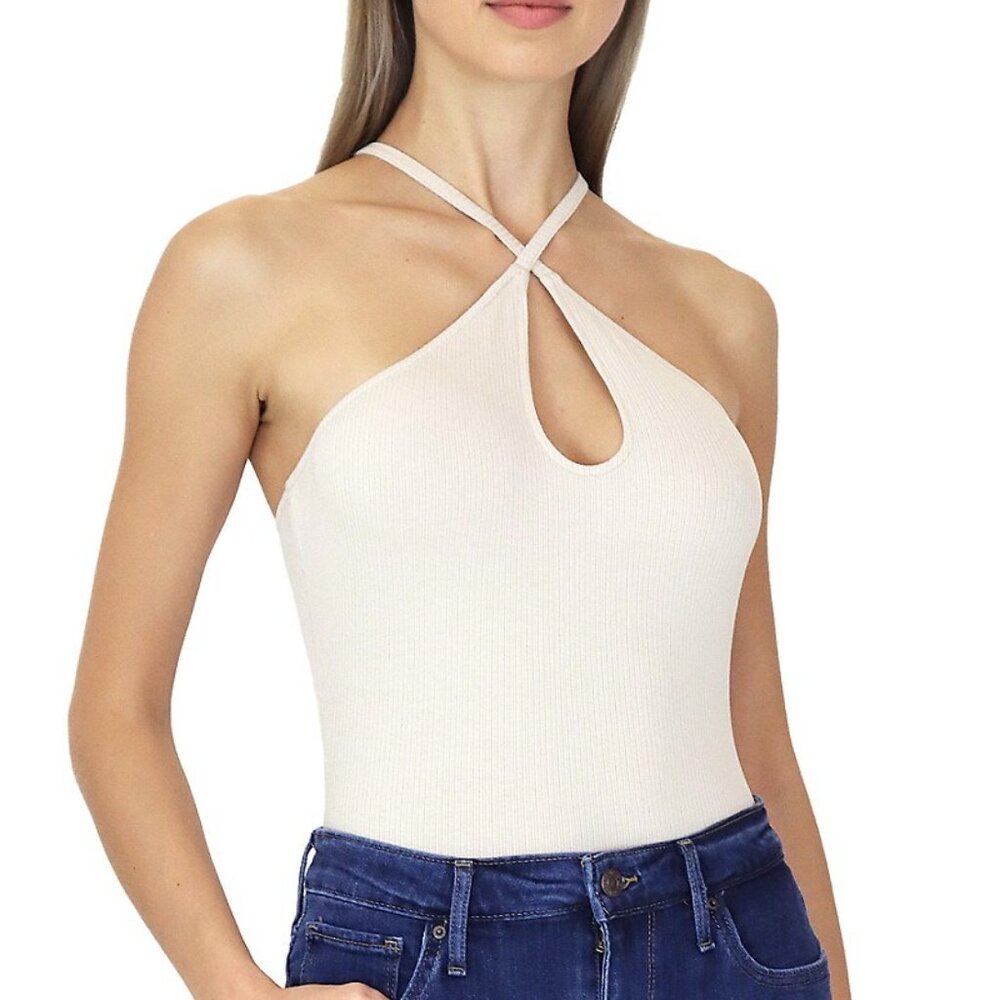 Avec Les Filles Keyhole Halter Neck Bodysuit - Sand Dollar